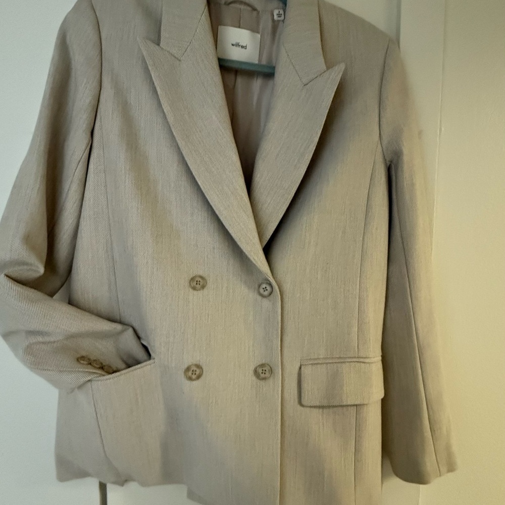 Women's Beige Double-Breasted Blazer